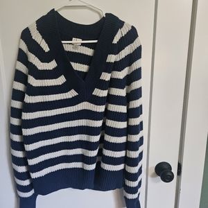 A New Day Blue and White V-Neck Sweater
